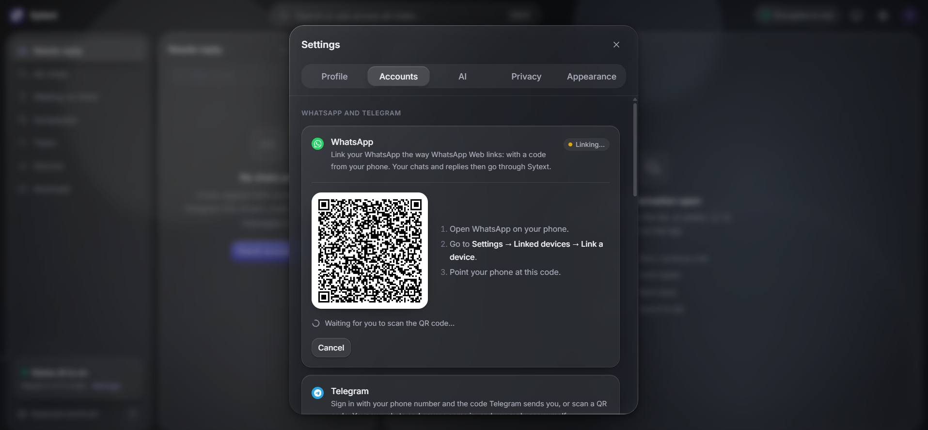 Sytext Ask Dark Mode